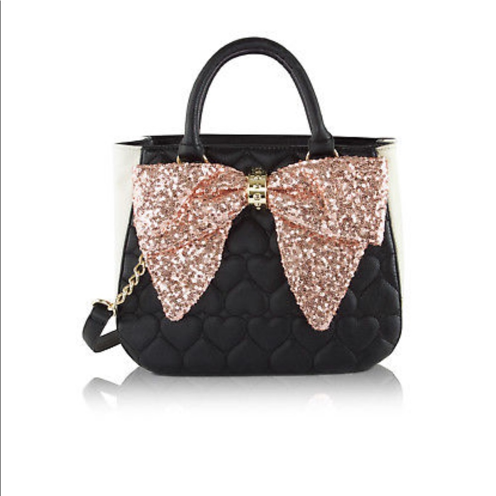 Bow On Bucket Sequin Satchel Shoulder Bag